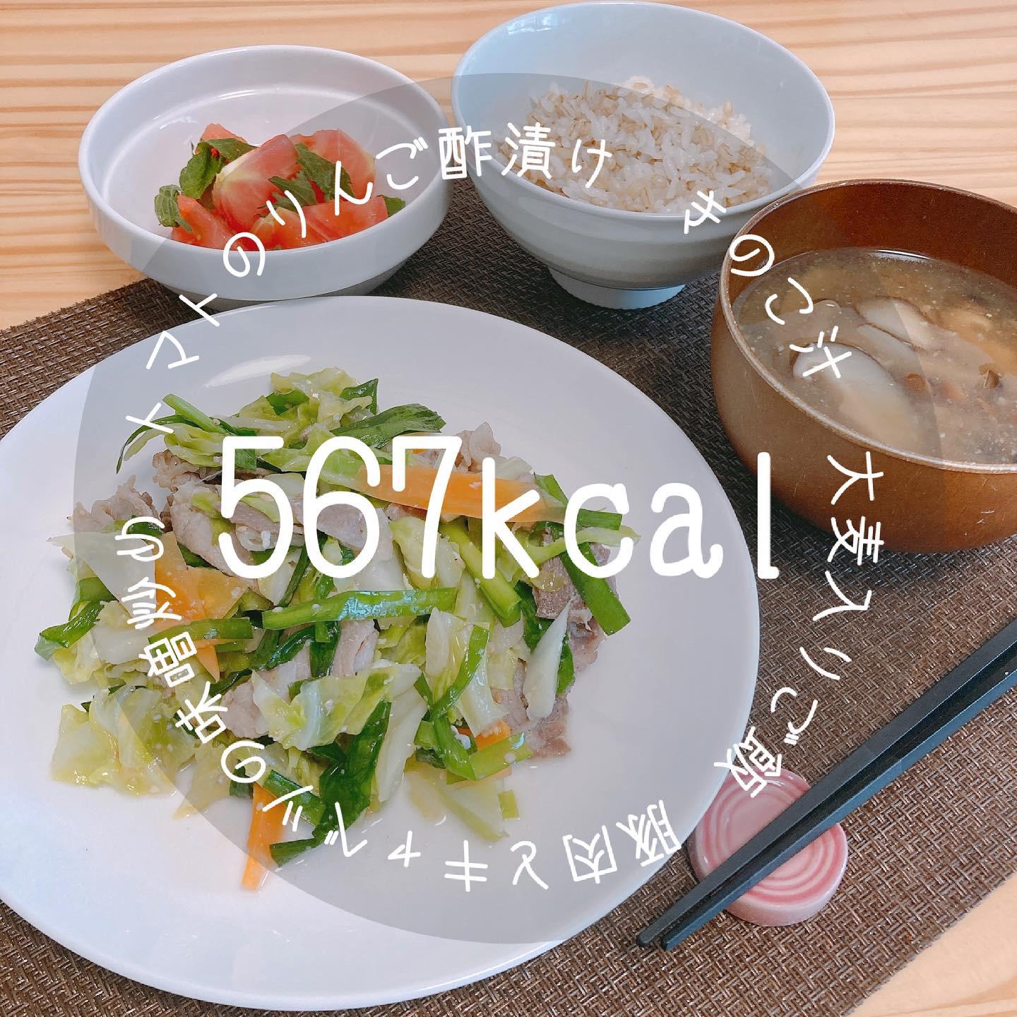 １食567kcal 豚肉とキャベツの味噌炒め定食 なかた村の食卓が投稿したフォトブック Lemon8