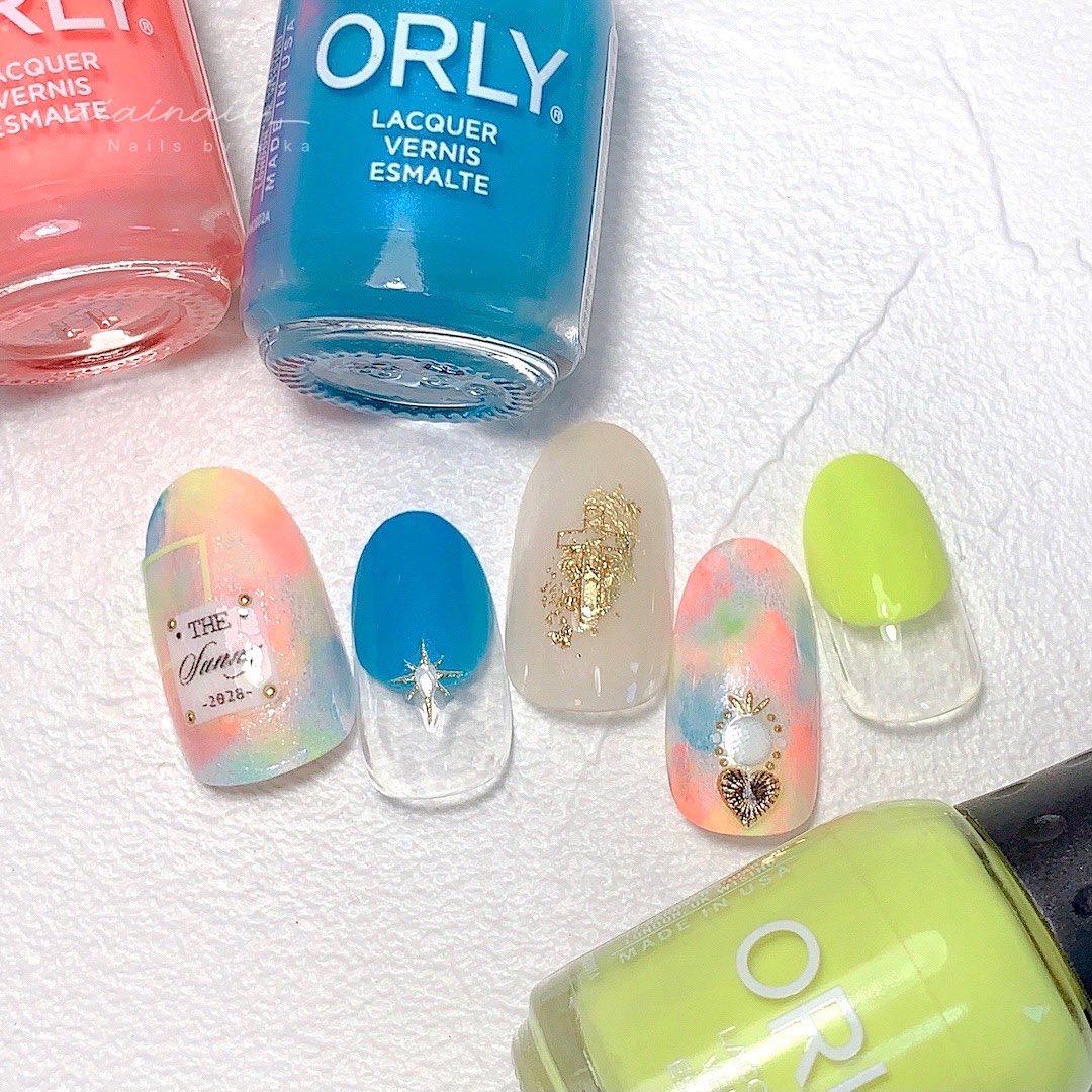 Orly のネイルカラーでタイダイ柄のネオンネイル Aiainail が投稿したフォトブック Sharee