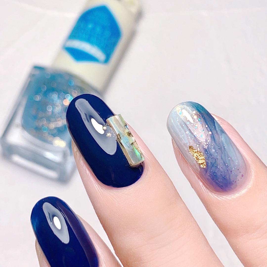 ダイソー フレンドネイルでネイビー夏ネイル Aiainail が投稿したフォトブック Sharee