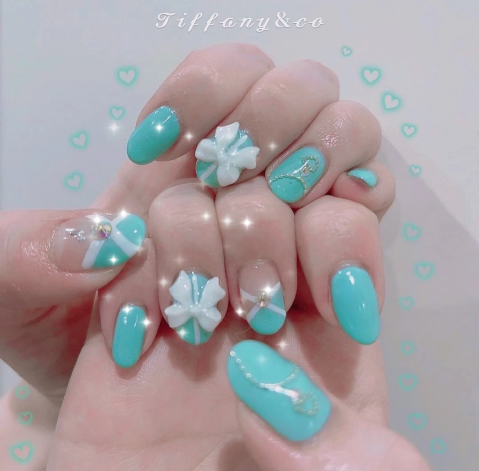 ティファニーネイル オーダーネイル キレイめネイル 大人ネイル