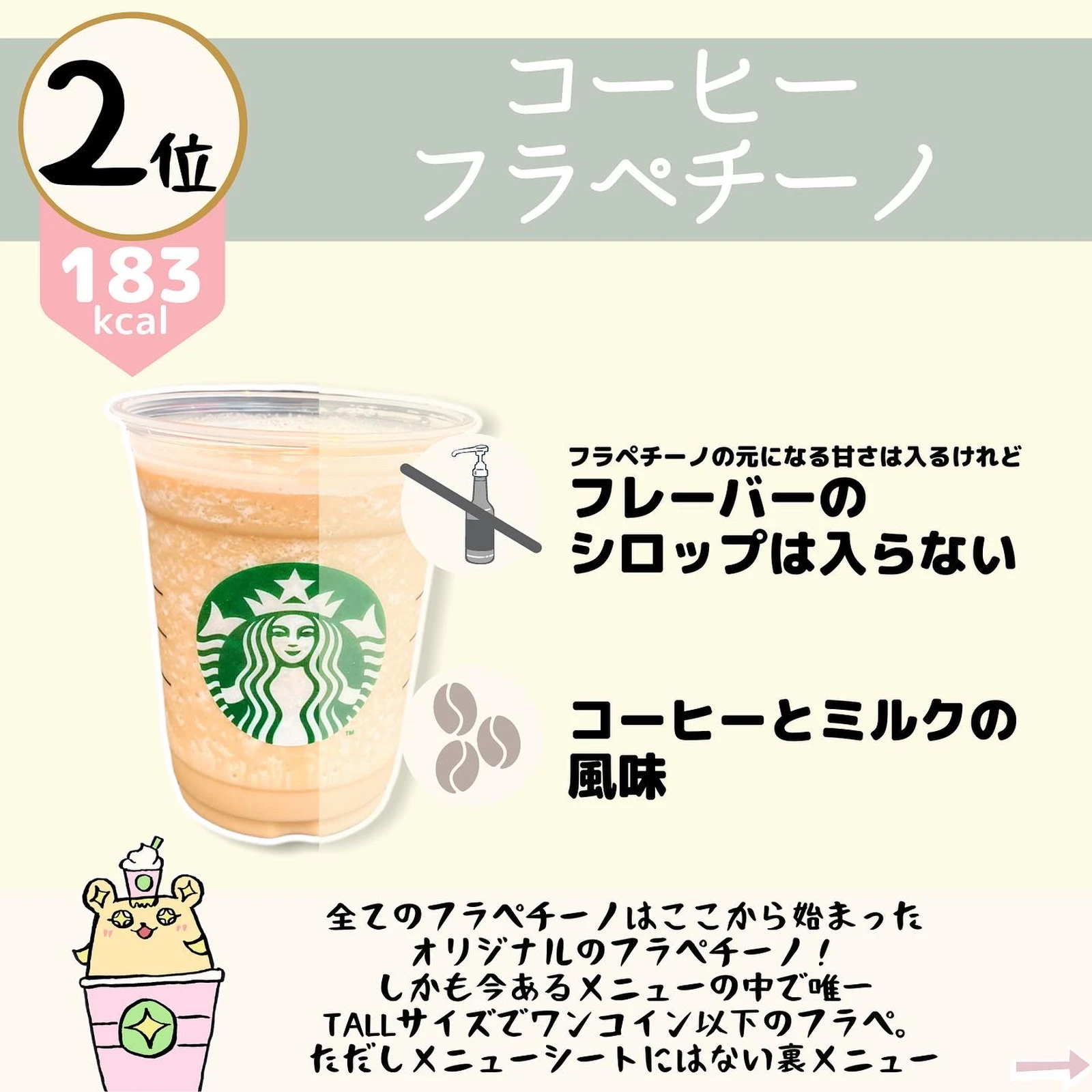 スタバ低カロリー ダイエット中でもフラペチーノを飲もう まめ スタバカスタムが投稿したフォトブック Lemon8