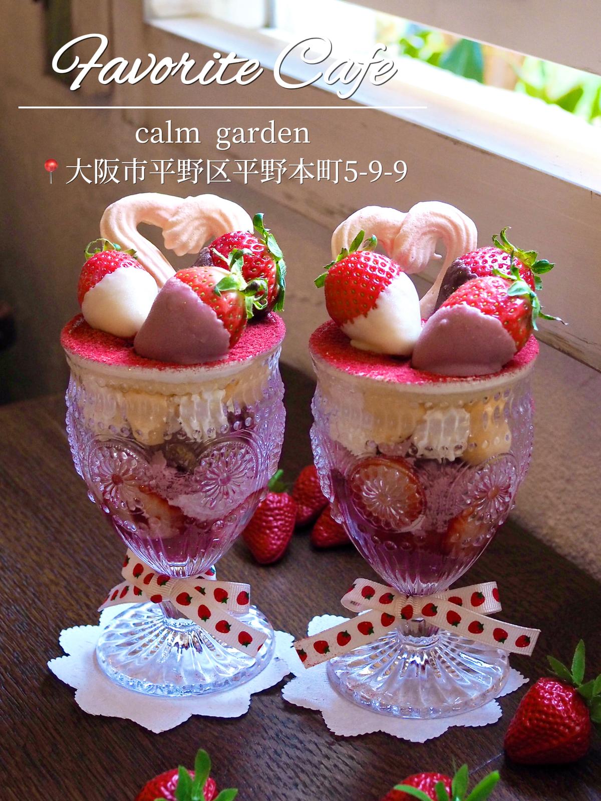 いちごの可愛いパフェ Calm Garden 大阪 Miko Cafeが投稿したフォトブック Lemon8
