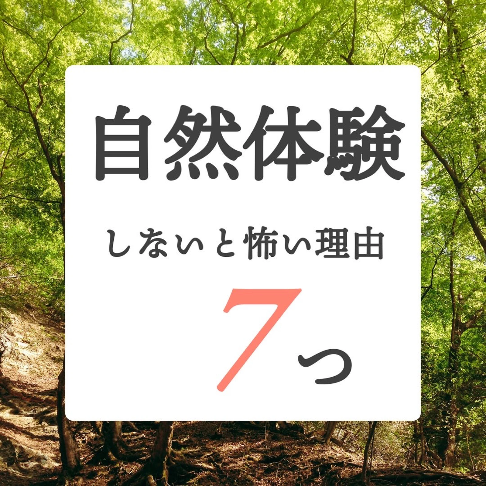 自然体験しないと怖い理由７つ じゃーまんが投稿したフォトブック Lemon8