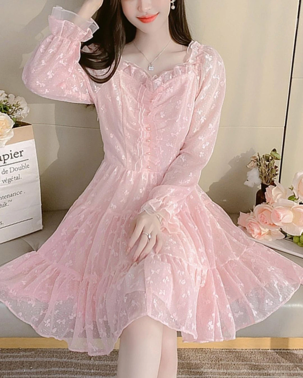 綺麗め ワンピース ピンク Lemon8