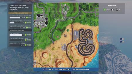 die rennstrecke ist eine der am meisten definierten funktionen der battle royale karte - fortnite karte truhen