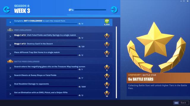 le premier defi consiste a regarder l ecran de chargement et a trouver l emplacement de la loupe sur la carte au tresor qui y figure fortnite saison 8 - fortnite ecran de chargement carte au tresor saison 8