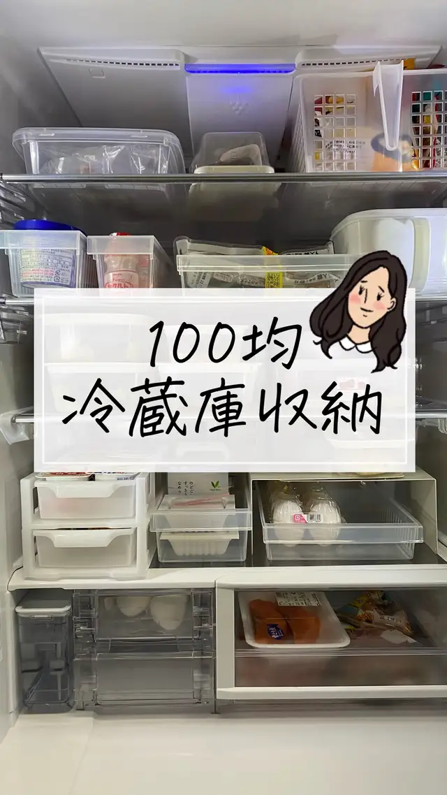 100均だけで冷蔵庫収納の画像