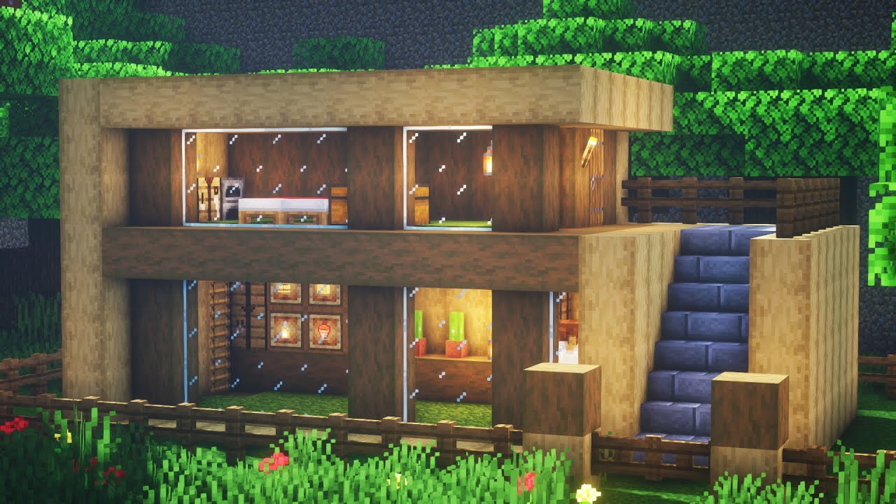 マインクラフト建築 コンパクトなモダンハウスの作り方 Minecraft Building