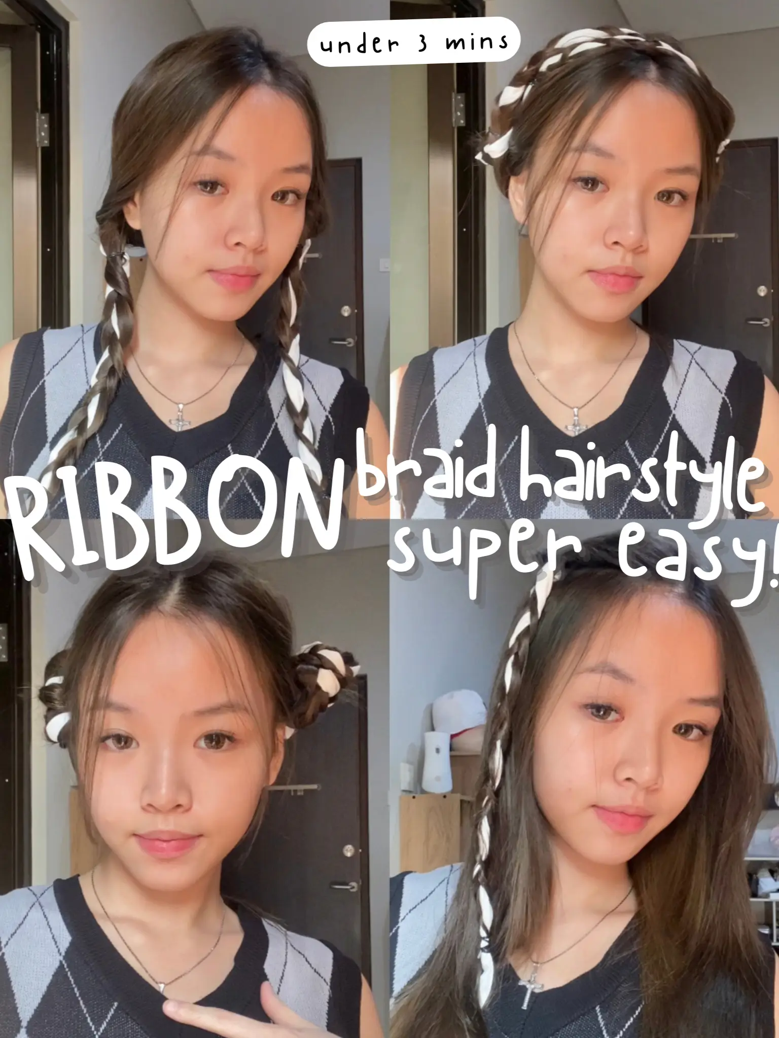 Ribbon on sale braid hairstyles