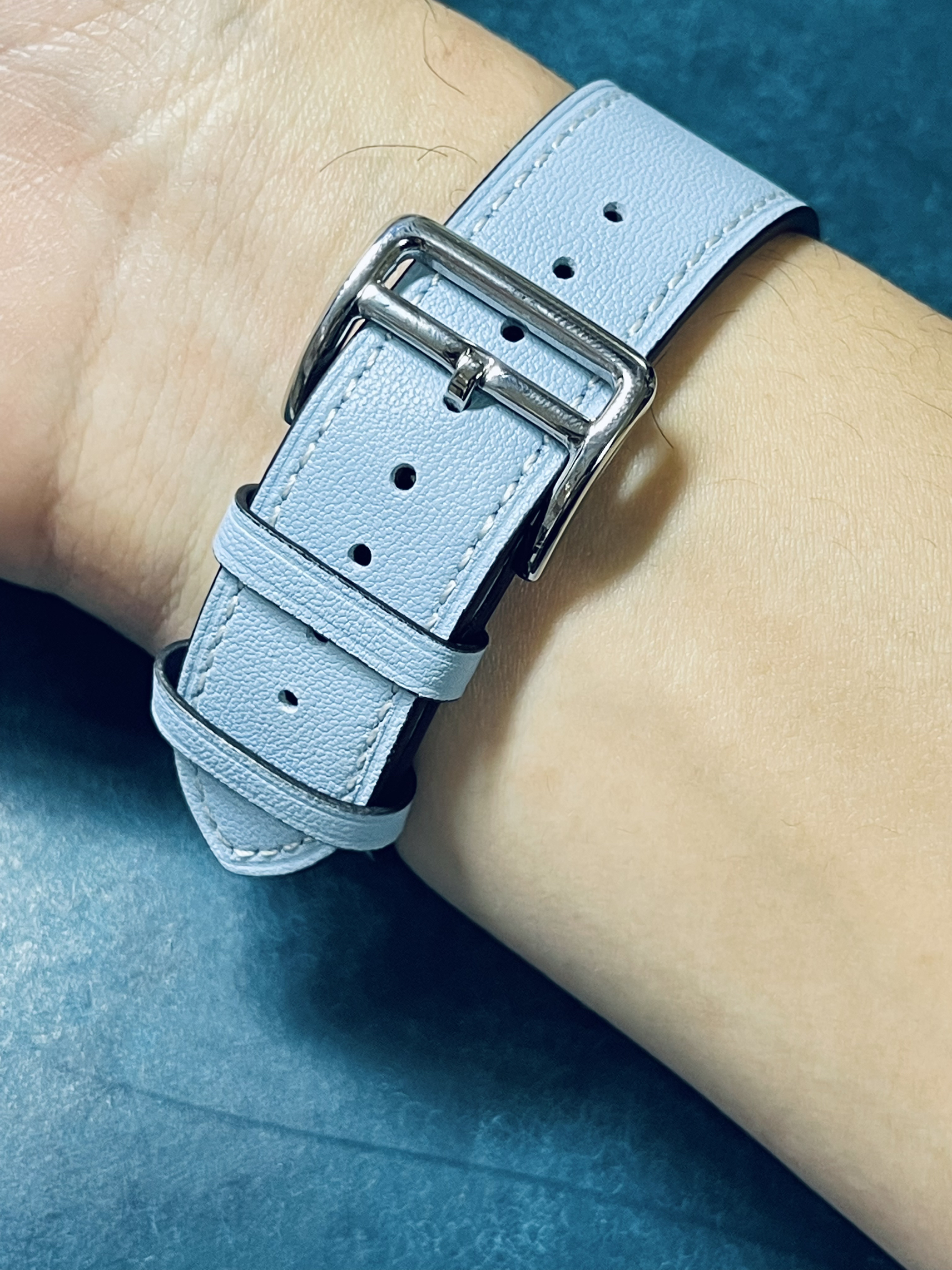 和風 廃盤色エルメス レザーバンド ブルー Apple Watch アップル