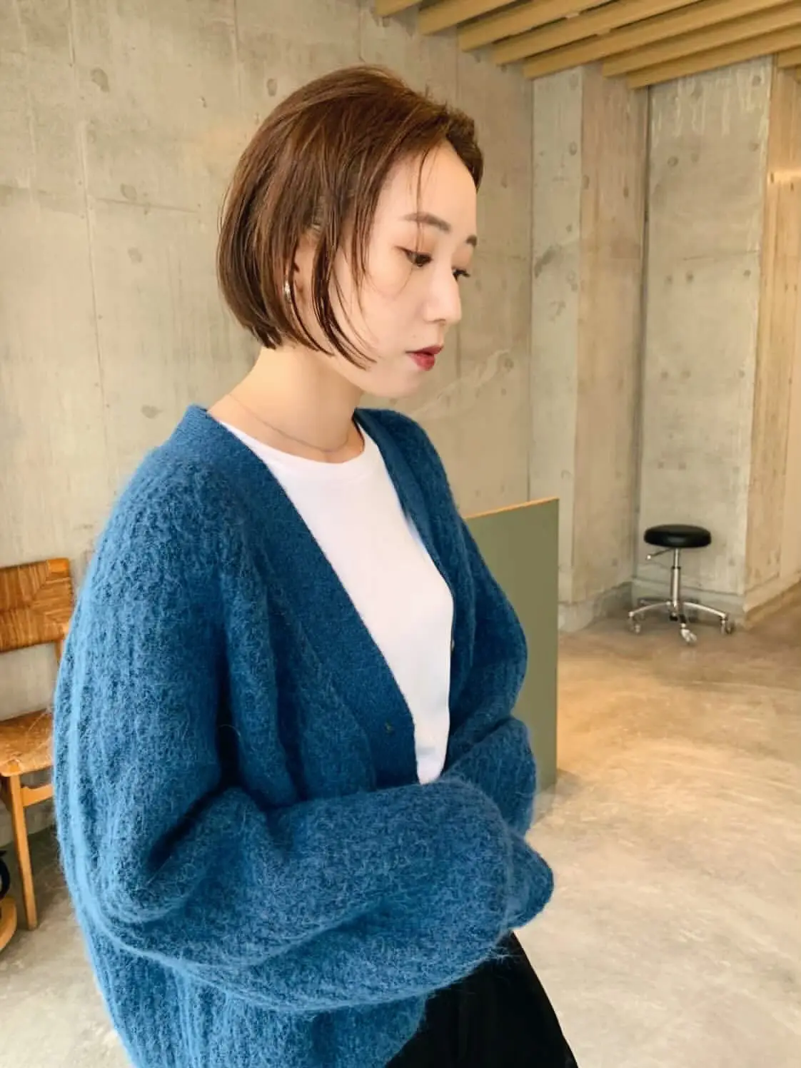青カーディガン