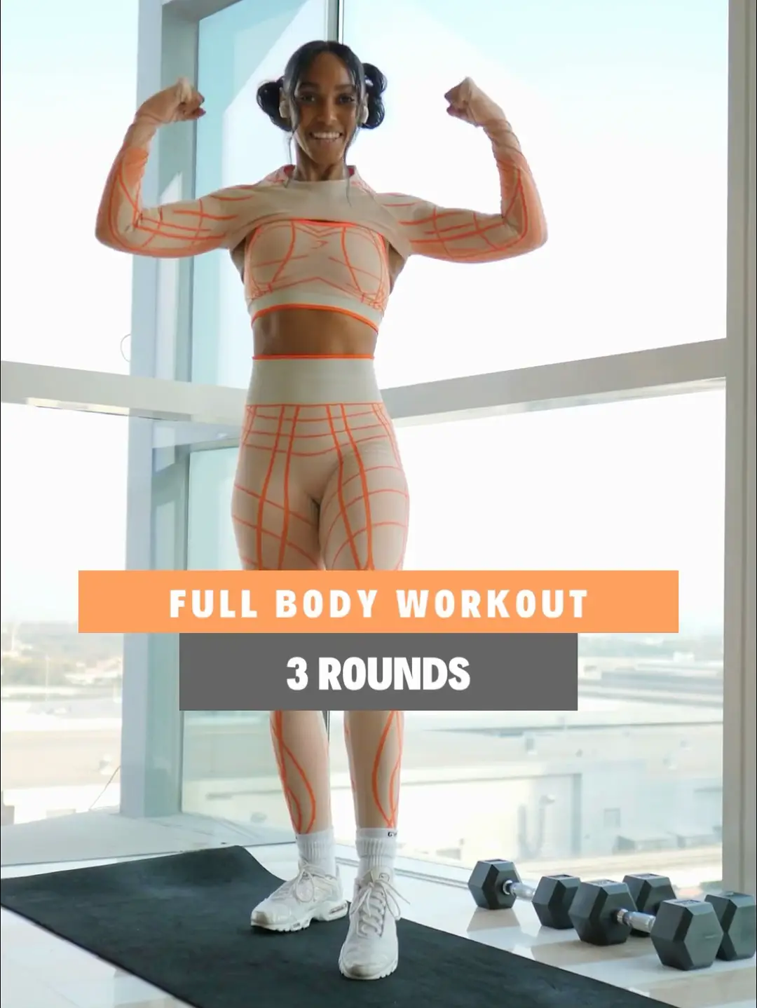 SAVE this FULL BODY workout that's quick, targets your ARMS and LEGS and  it's easy to do at home! Do 3 rounds of 10 reps each (each