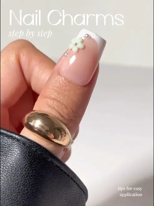 French Nails w/ Flower Charms 🤍✨, Watch Me Work