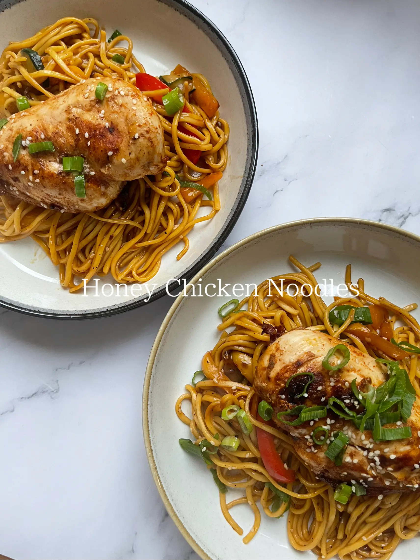 20-Minute Chinese BBQ Chicken Noodles with Capsicum and Spring Onion