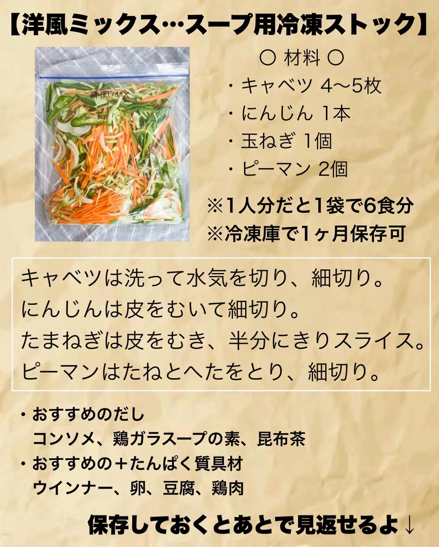 【冷凍ストック5選】スープ用野菜ストックで日頃のごはん作りを時短に⏰の画像 (2枚目)