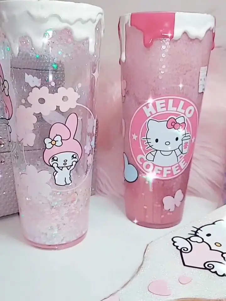 Cute Hello Kitty Water Cup With Straw Lovely Kuromi - Temu