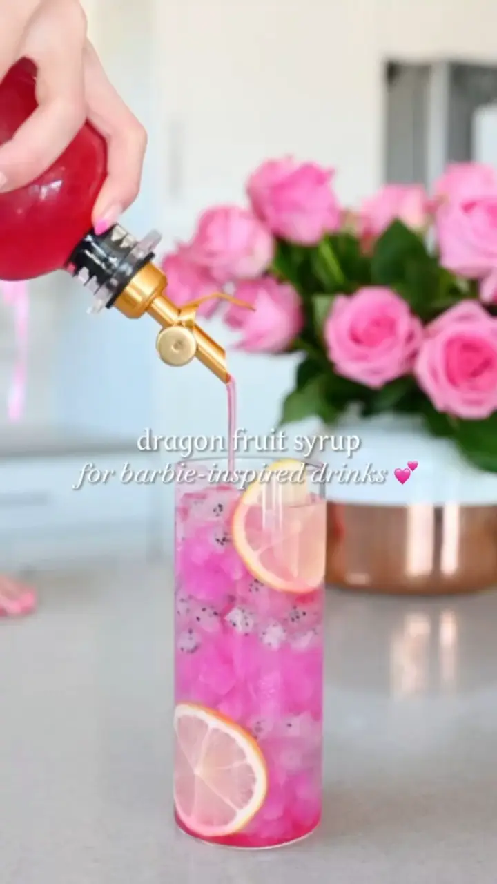 dragon fruit syrup 🩷 for a Barbie-inspired drink, Video published by Anya