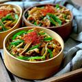 【お弁当】四方竹の青椒肉絲と炊飯器卵炒飯【レシピあり】の画像